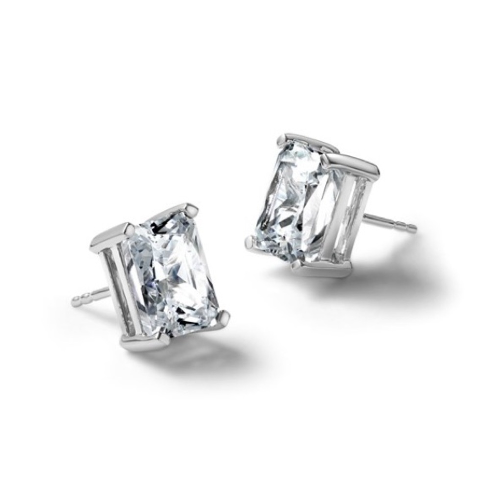 5 Carat Radiant Cut Lab Grown Diamond Earrings 14K White Gold Studs